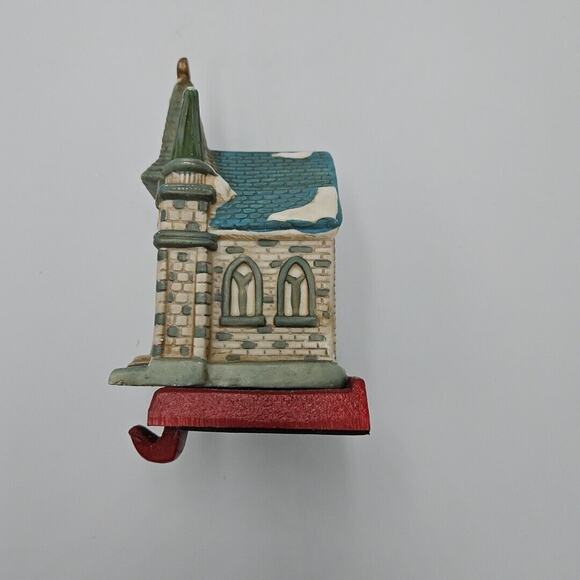 Vintage Christmas Ceramic Village CHURCH -‎ Holiday Stocking Holder - Picture 4 of 6